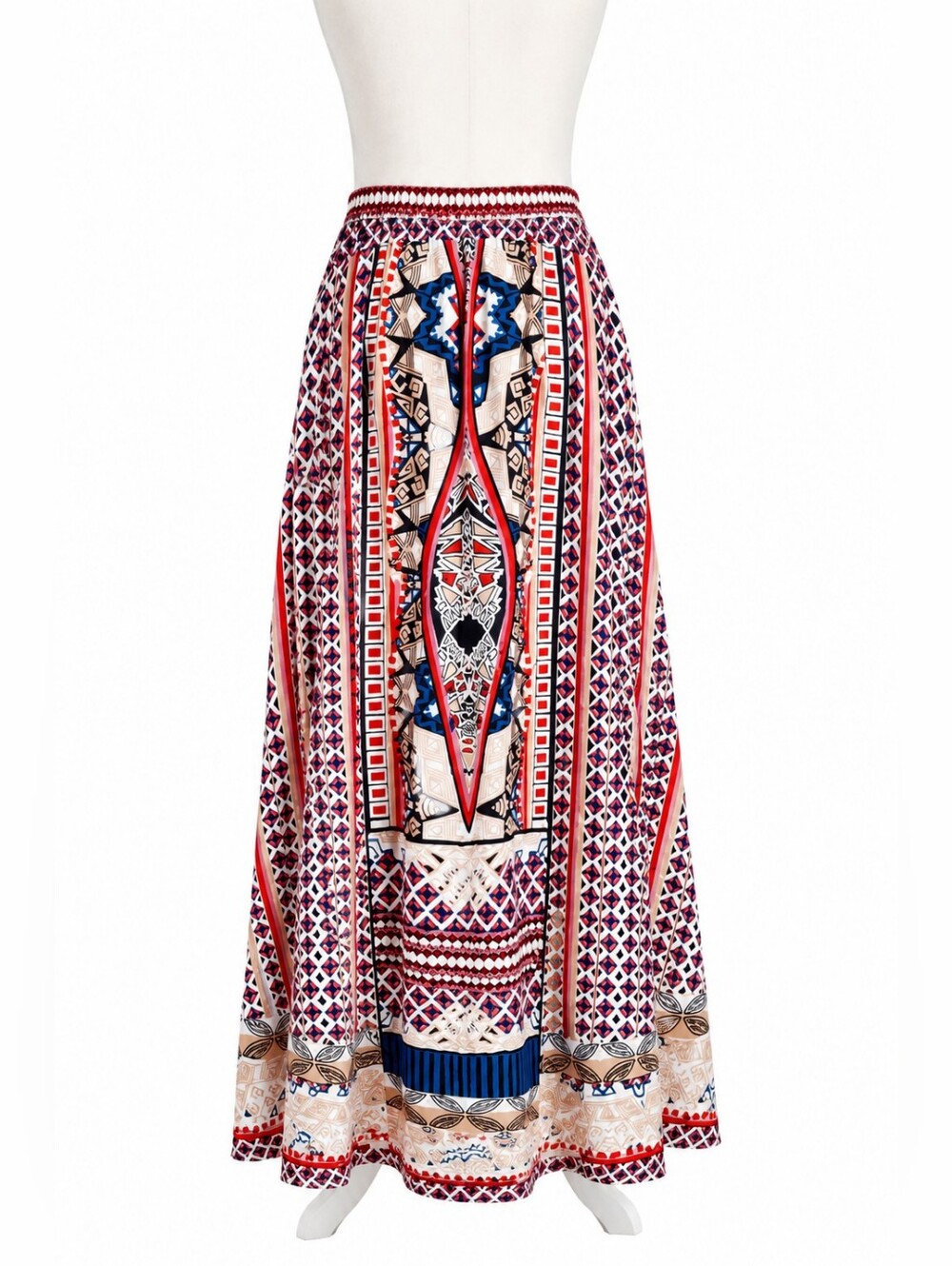 Mix Nouveau Boho Southwestern Tribal Print A-line Maxi Skirt Women Size Large - Picture 9 of 16
